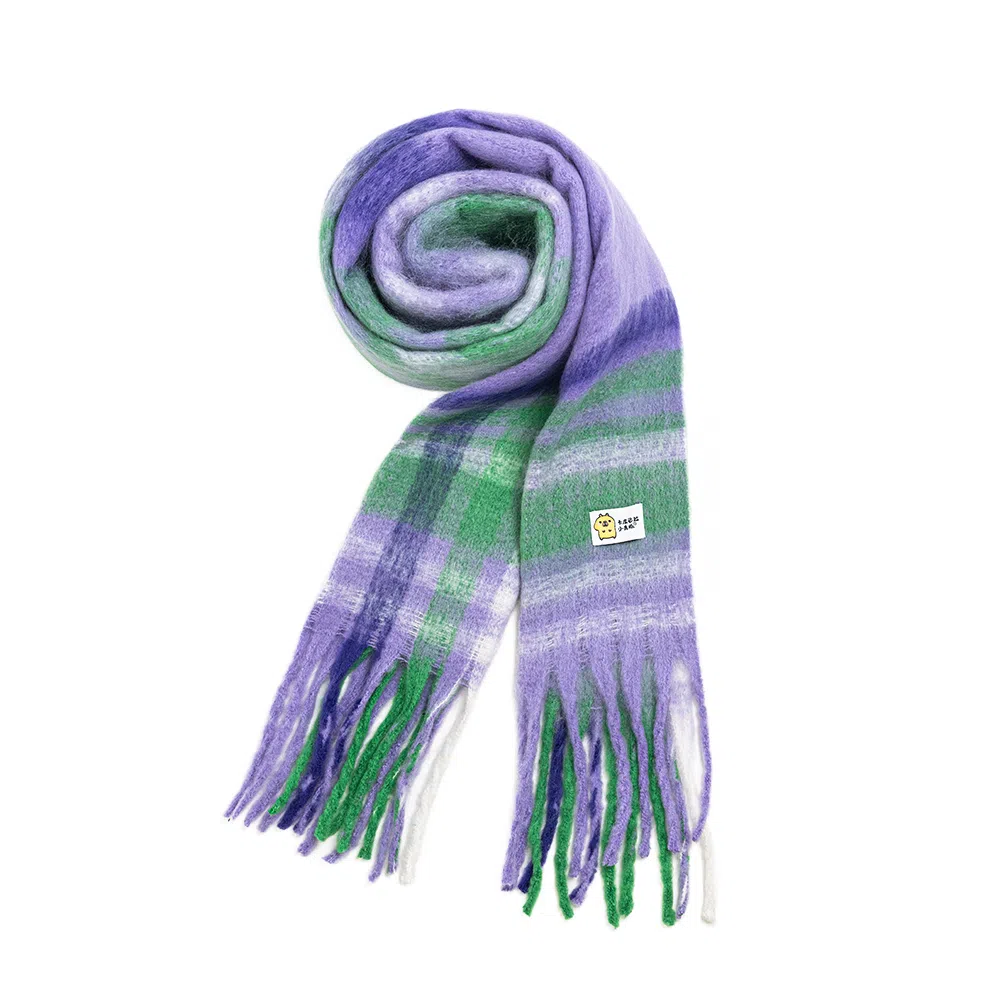 卡皮巴拉小黄豚 温柔百搭加厚保暖流苏格子时尚高级感韩版拼色学院风格子 聚酯纤维 绒线围巾 男女同款情侣款