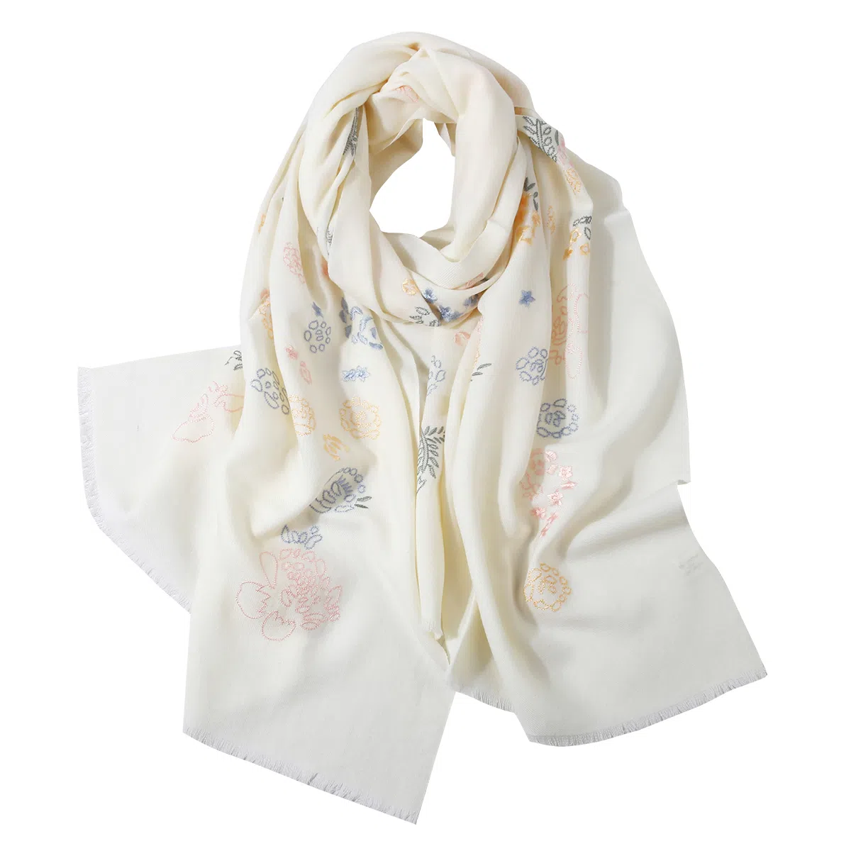 一米画纱 中式古典国风花卉贴花结婚喜宴亲肤防风保暖披风优雅精致外搭 绵羊毛 披肩 女款