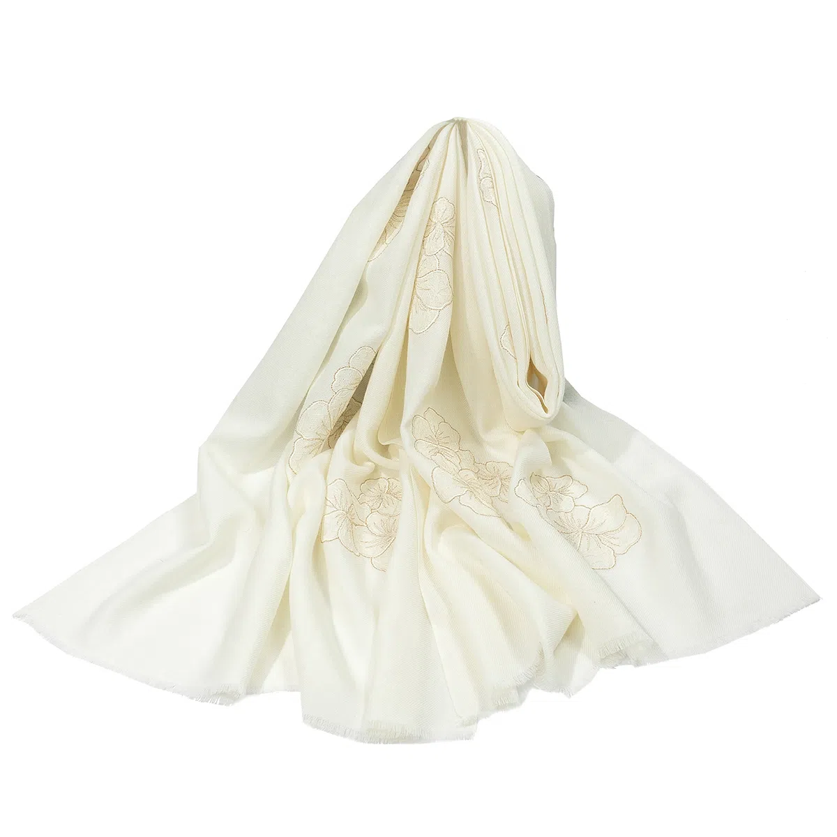 一米画纱 中式古典国风花卉贴花结婚喜宴亲肤防风保暖披风优雅精致外搭 绵羊毛 披肩 女款