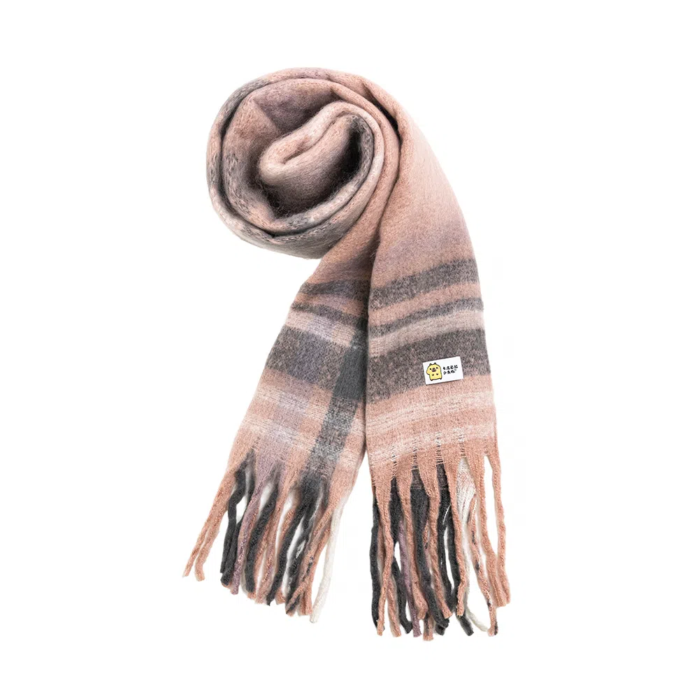 卡皮巴拉小黄豚 温柔百搭加厚保暖流苏格子时尚高级感韩版拼色学院风格子 聚酯纤维 绒线围巾 男女同款情侣款