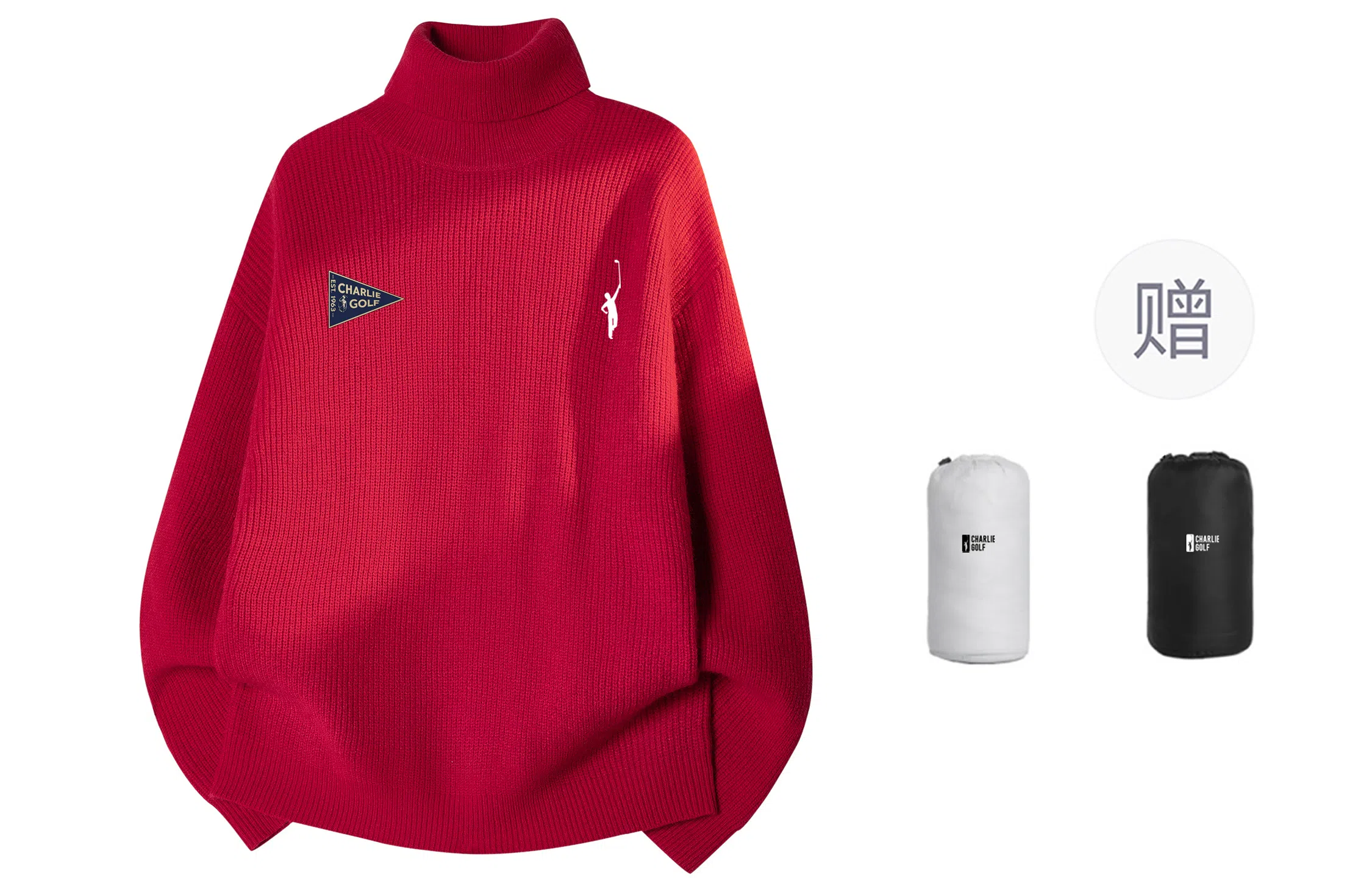 CHARLIE GOLF Basic Logo Turtleneck Sweater