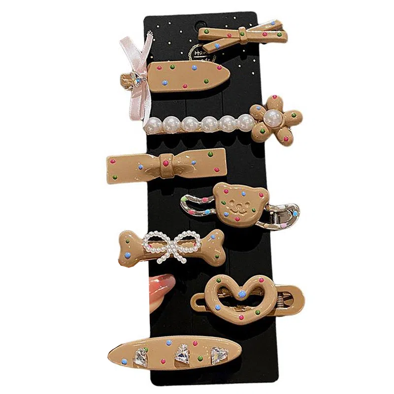 【多彩发卡8件套】 千桐 女侧边刘海夹甜酷多巴胺一字夹子 小发头饰发饰 洗脸 出门 聚会必备 亚克力 发夹 男女同款情侣款