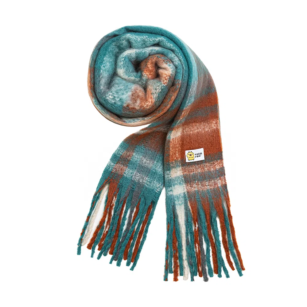 卡皮巴拉小黄豚 温柔百搭加厚保暖流苏格子时尚高级感韩版拼色学院风格子 聚酯纤维 绒线围巾 男女同款情侣款