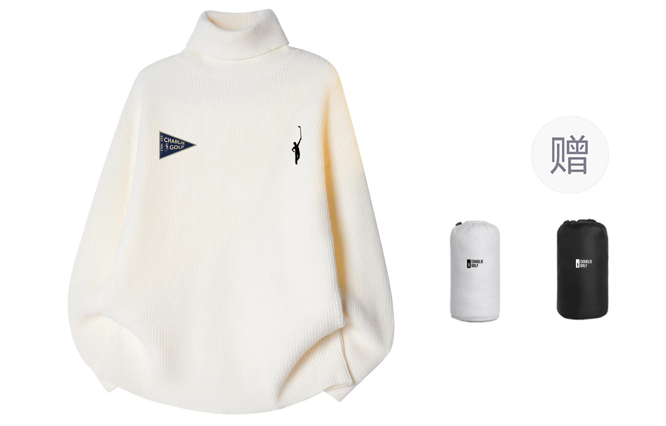 CHARLIE GOLF Basic Logo Turtleneck Sweater