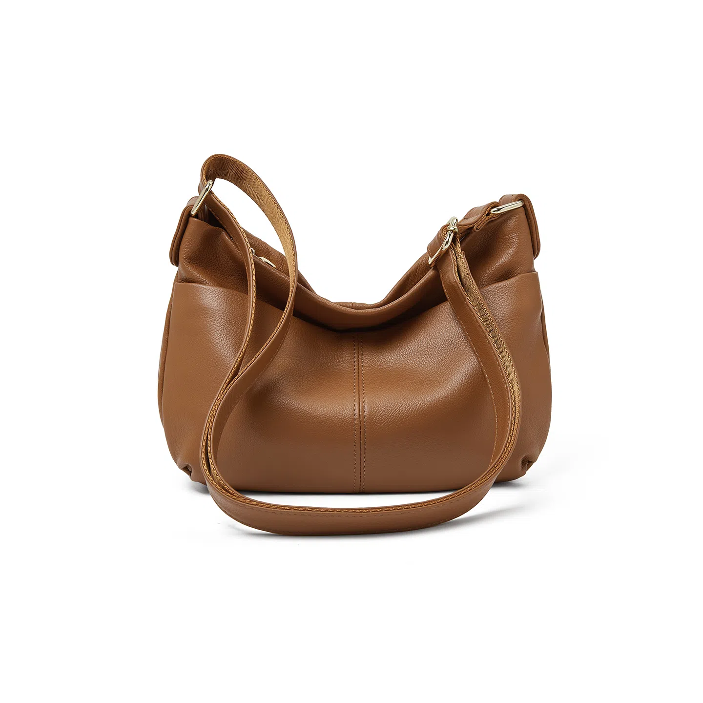 老人头 慵懒风休闲时尚百搭日常通勤柔软单肩包 牛皮革 斜挎包 常规 女款 黑色/浅蓝色/深杏色