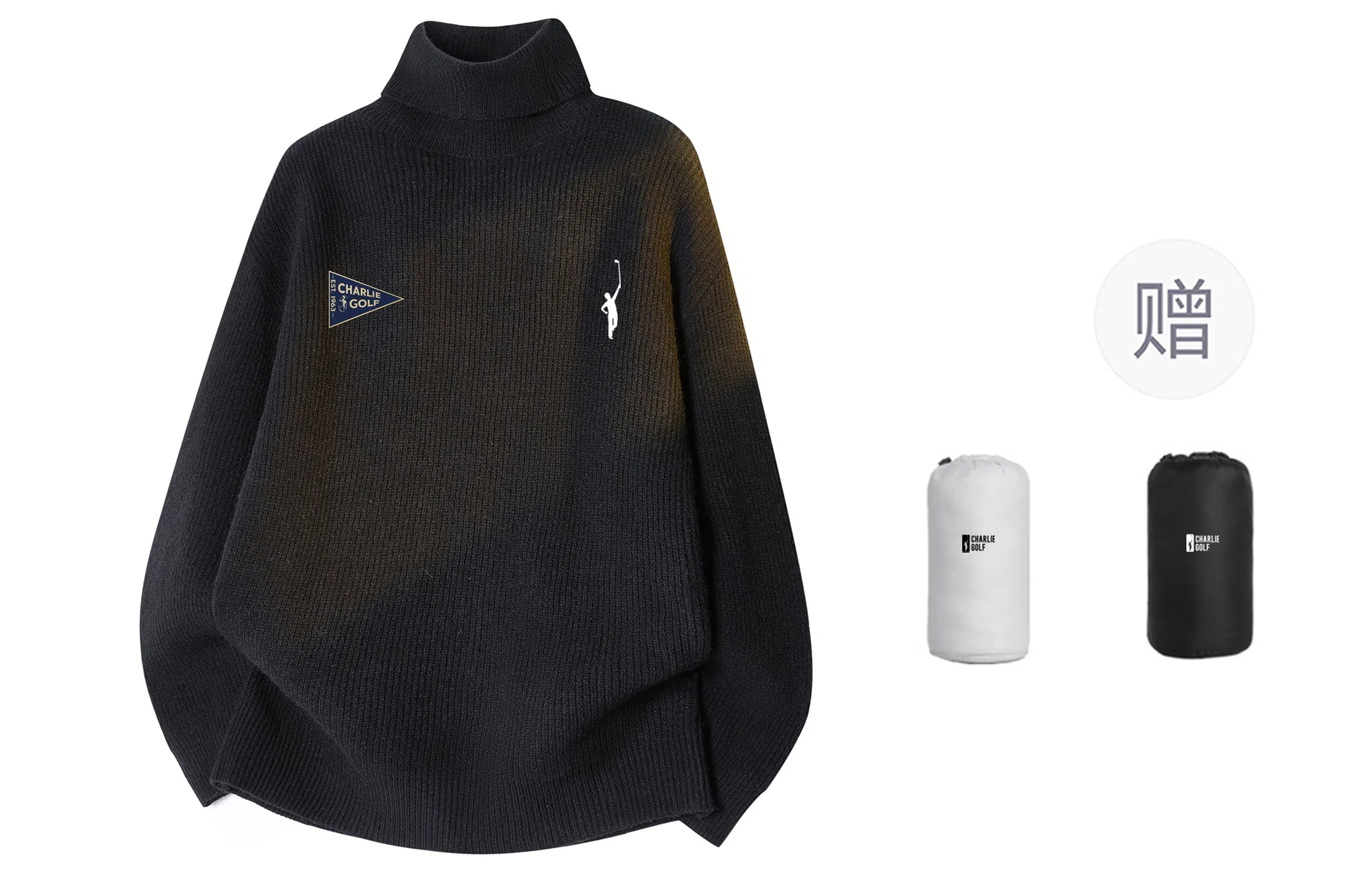 CHARLIE GOLF Basic Logo Turtleneck Sweater