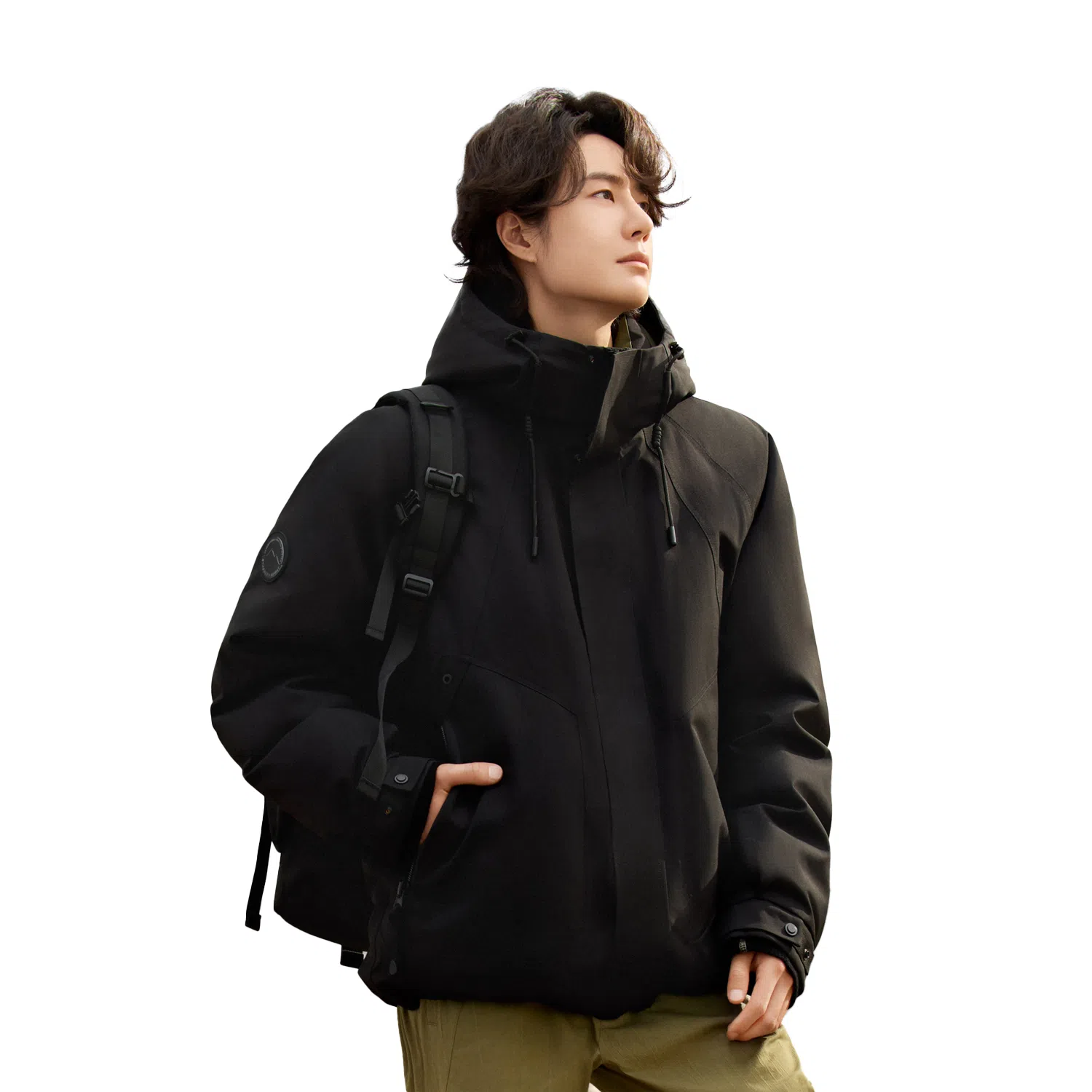 鸭鸭 新山系系列 纯色连帽厚款羽绒服 男女同款