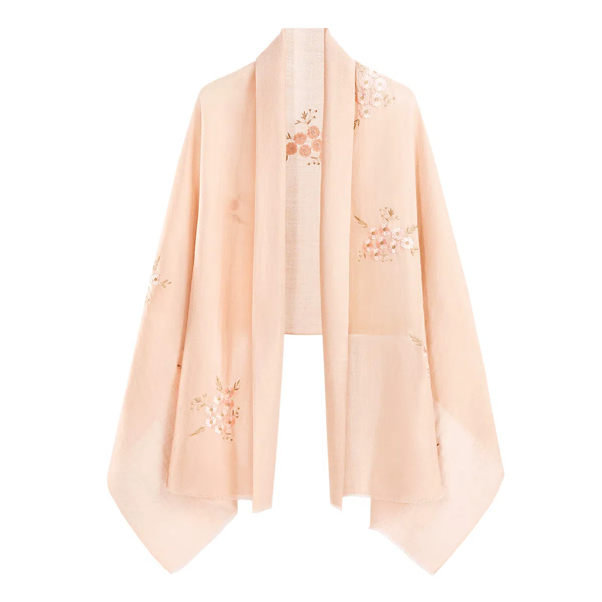 一米画纱 中式古典国风花卉贴花结婚喜宴亲肤防风保暖披风优雅精致外搭 绵羊毛 披肩 女款