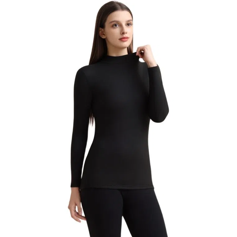 兰缪 山茶油天然莱赛尔女士中领打底衫打底裤秋衣秋裤加绒加厚冬季冬天保暖套装 女款