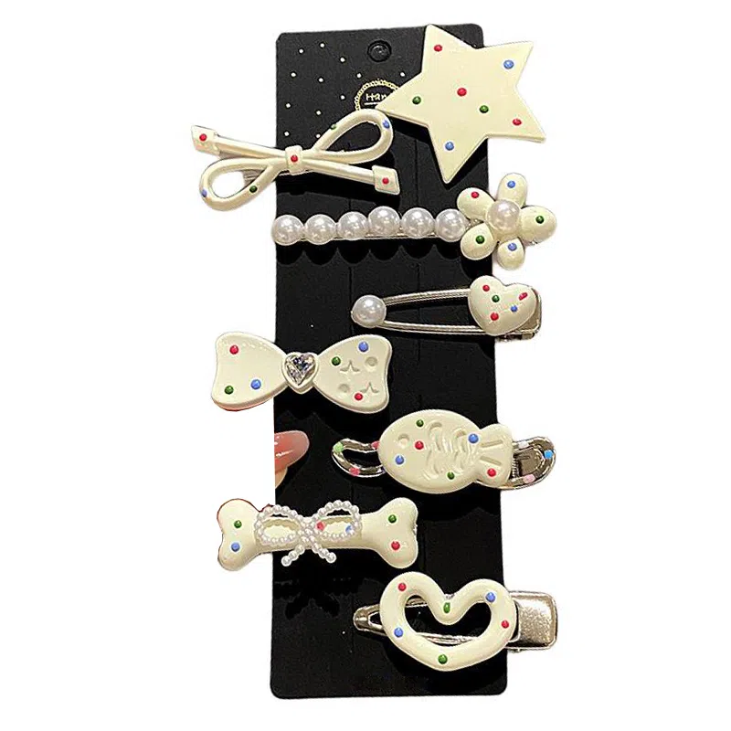 【多彩发卡8件套】 千桐 女侧边刘海夹甜酷多巴胺一字夹子 小发头饰发饰 洗脸 出门 聚会必备 亚克力 发夹 男女同款情侣款