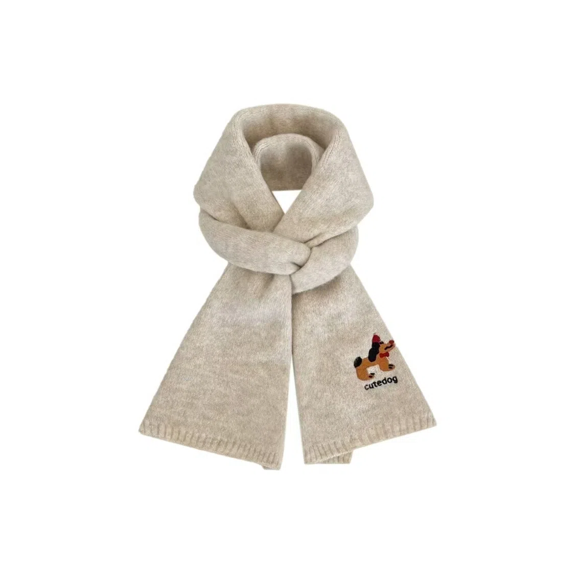 恩僾德 可爱小狗刺绣针织秋冬保暖防寒时尚百搭高级感 聚酯纤维 围脖 男女同款情侣款