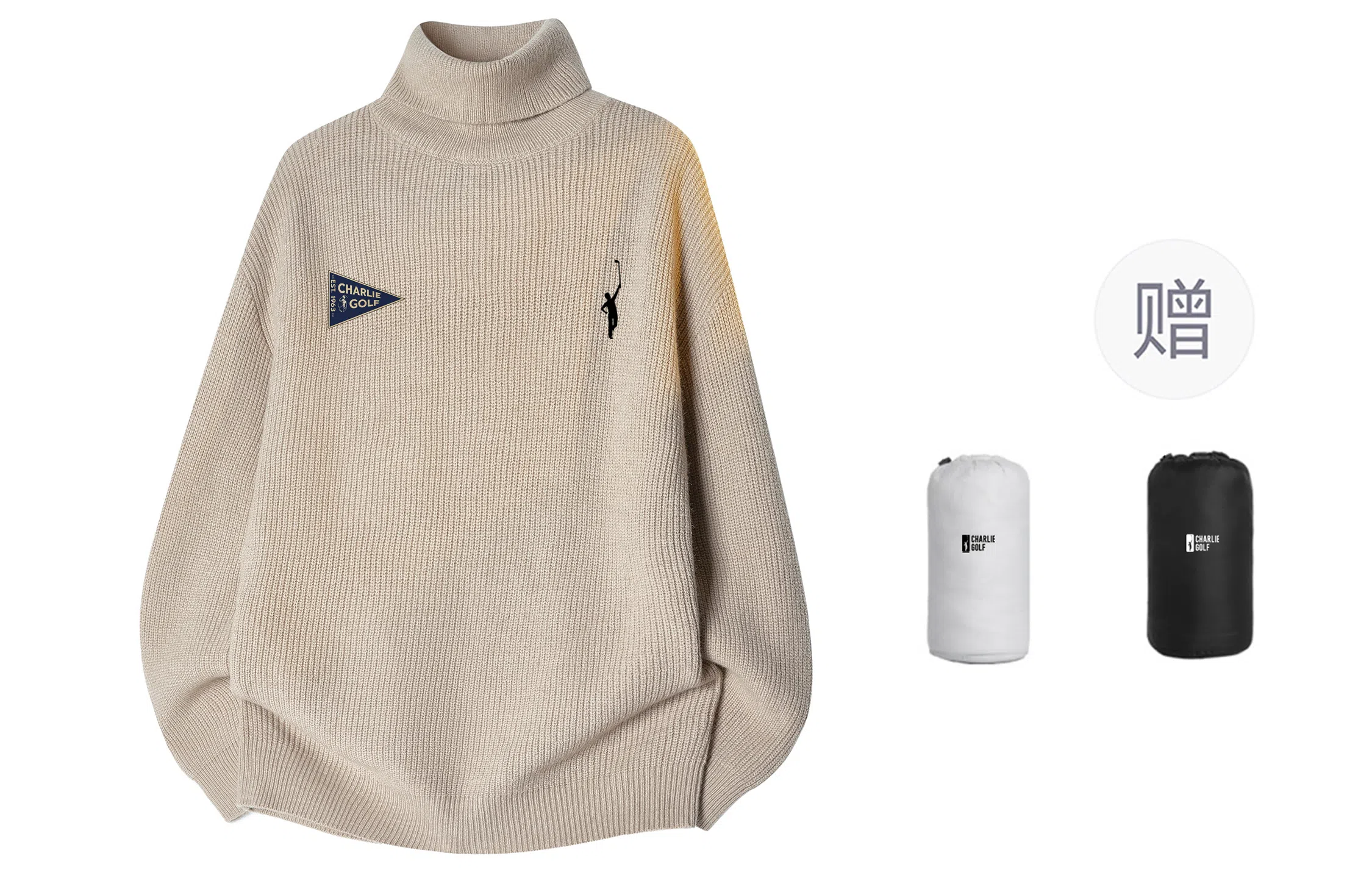 CHARLIE GOLF Basic Logo Turtleneck Sweater