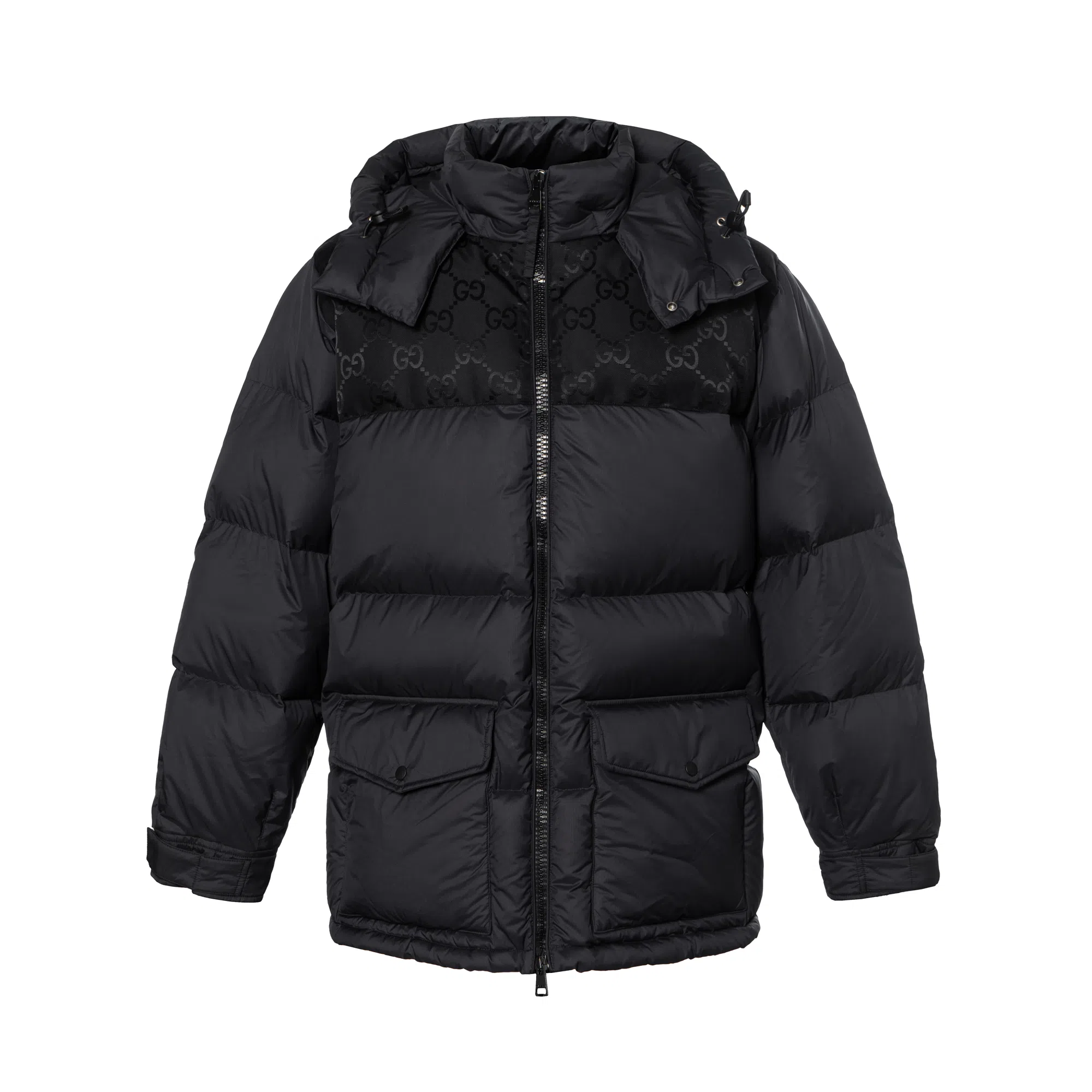 Gucci SS24 Logo Hooded Down Jacket Black