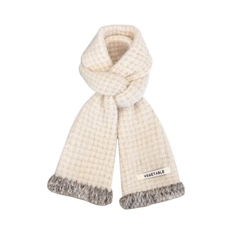 恩僾德 软糯毛边针织甜美高颜值小众百搭保暖百搭 聚酯纤维 绒线围巾 男女同款情侣款