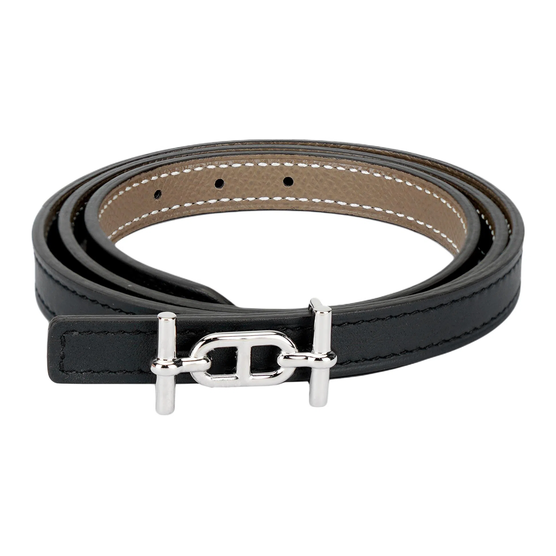 Hermes Ancre Silver Buckle Belt