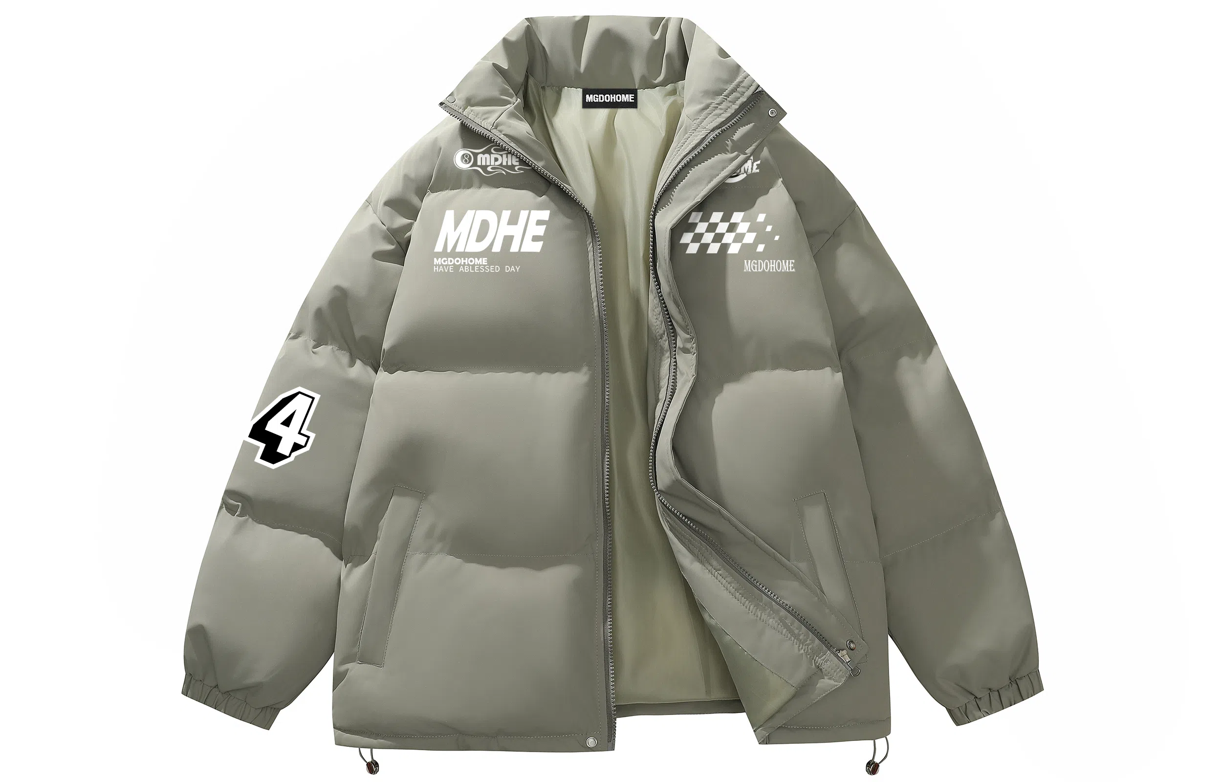 MGDOHOME Vintage Flame Zip-Up Cotton Jacket