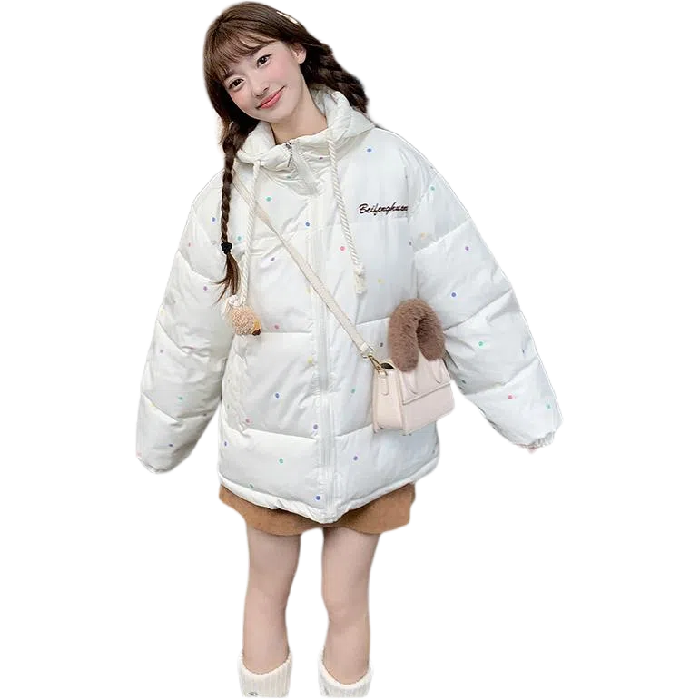 思蓓儿 可爱波点宽松加厚面包服棉服 女款