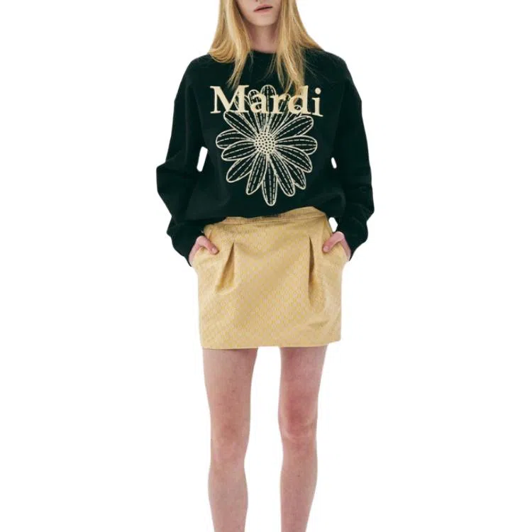 MARDI MERCREDI SS25 SWEATSHIRT FLOWERMARDI NEEDLEWORK_BLACK LEMON