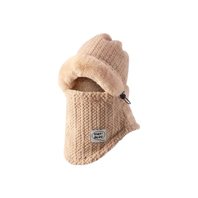 浪莎 新中式小众设计二合一防寒一体面罩骑行护耳保暖 聚酯纤维 绒线帽 男女同款情侣款