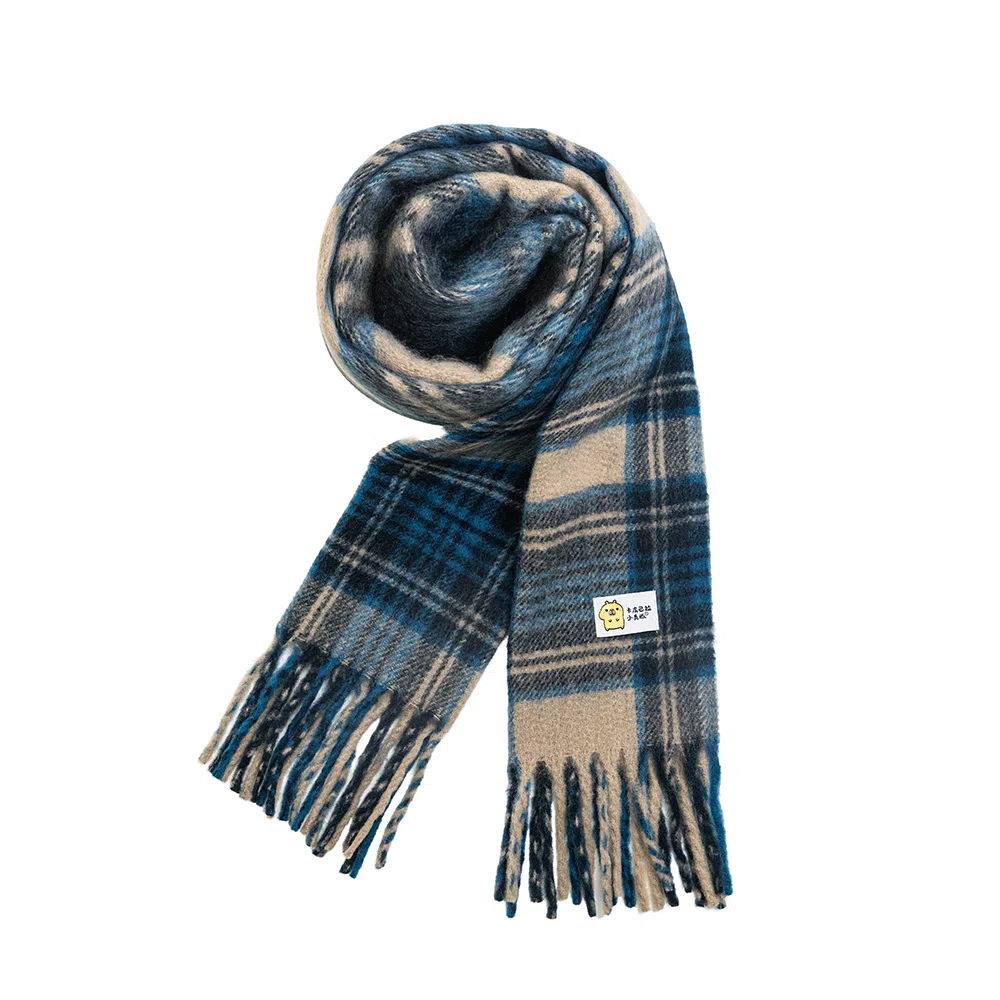 卡皮巴拉小黄豚 韩版美拉德复古格子防风保暖加厚高级氛围感百搭经典设计 聚酯纤维 绒线围巾 男女同款情侣款