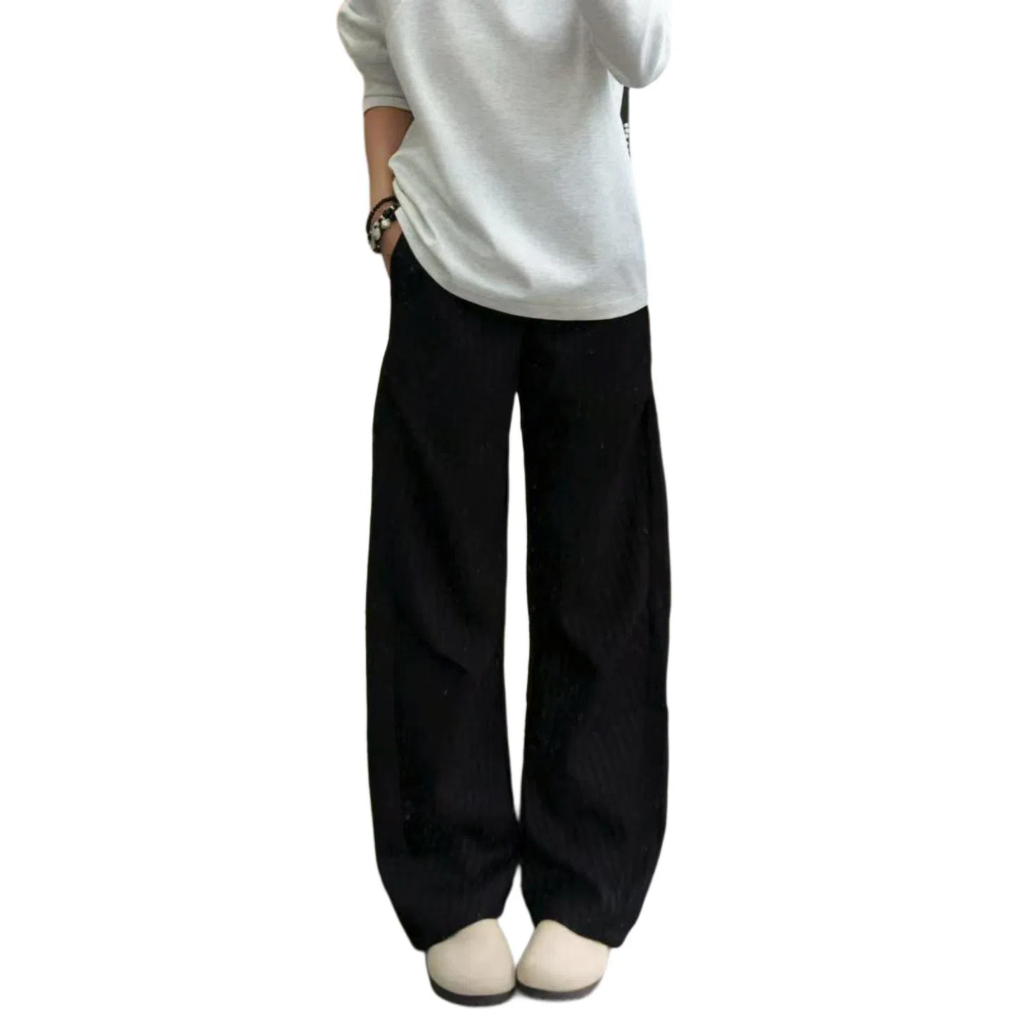 Gu Huo Fishbone Stripe Chenille Pants