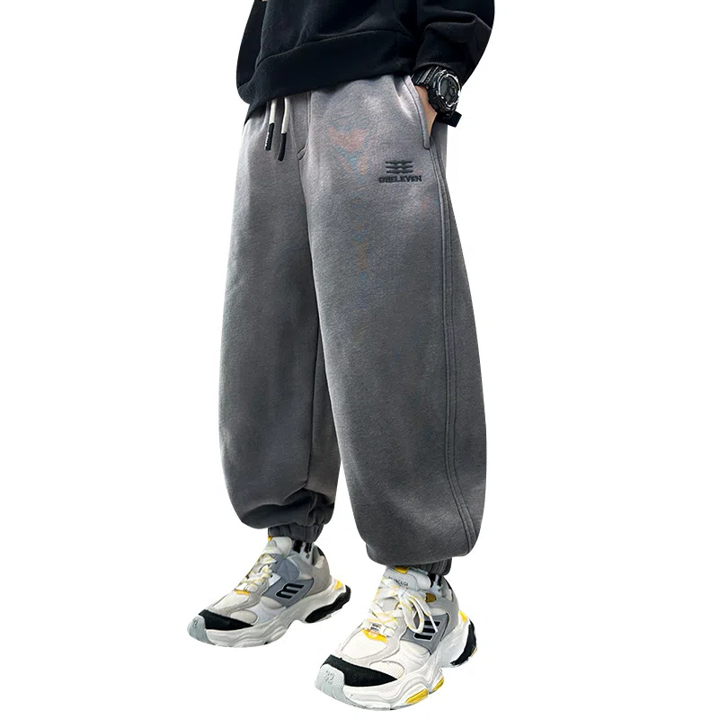 时尚帅气加绒渐变字母印花加厚运动裤 冬