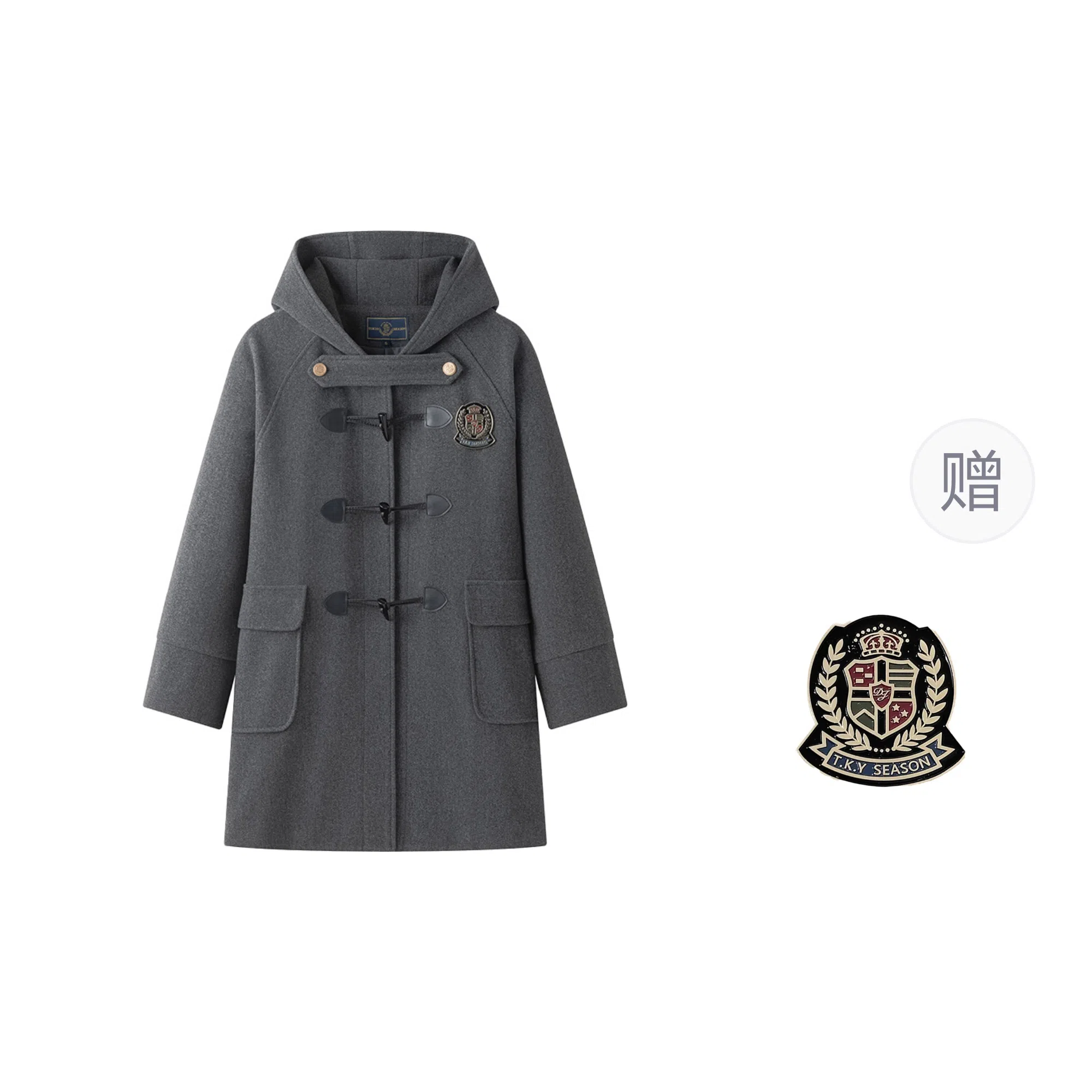 东鲸岁时记 时尚舒适保暖经典柔软高级感冬季夹棉学院风长袖女毛呢外套中长款可爱毕业季开学季大衣 女款