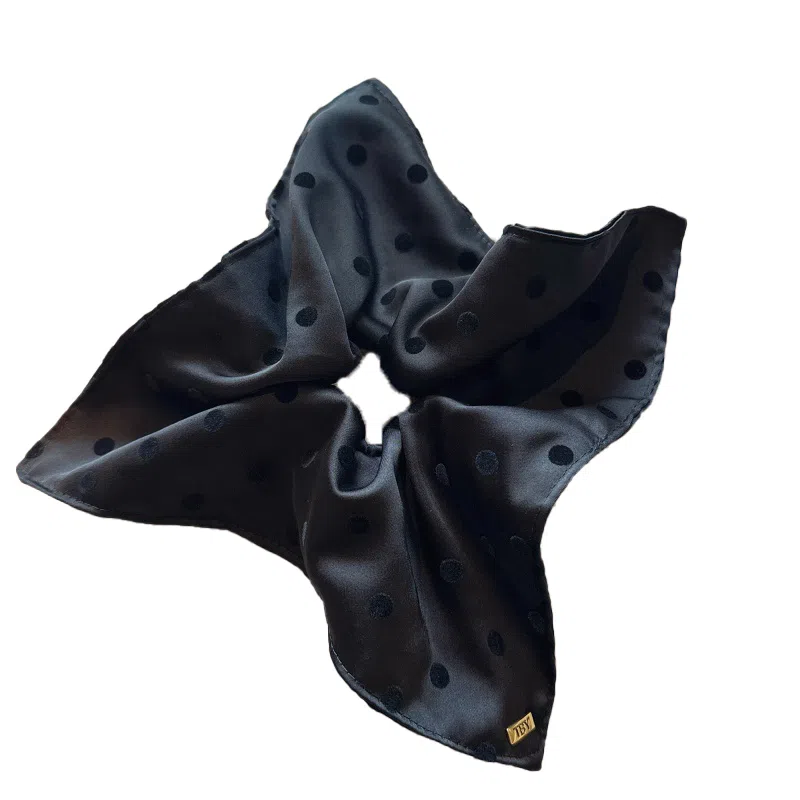 左欧 黑色爱心波点韩系高级感气质绝美 缎面 发圈 女款