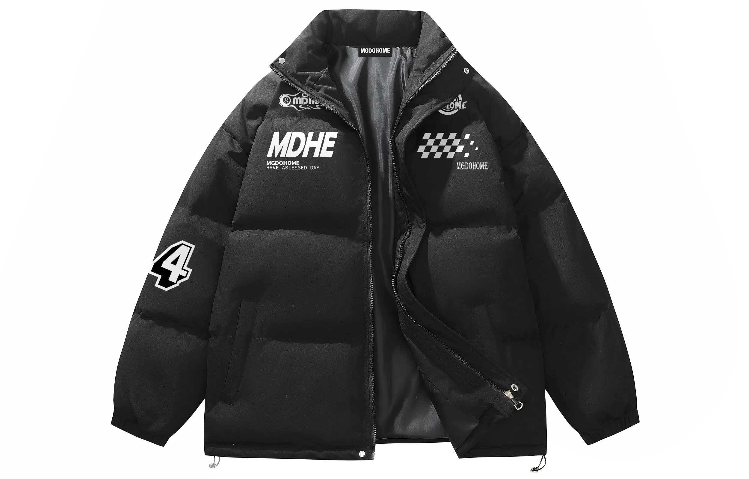 MGDOHOME Vintage Flame Zip-Up Cotton Jacket