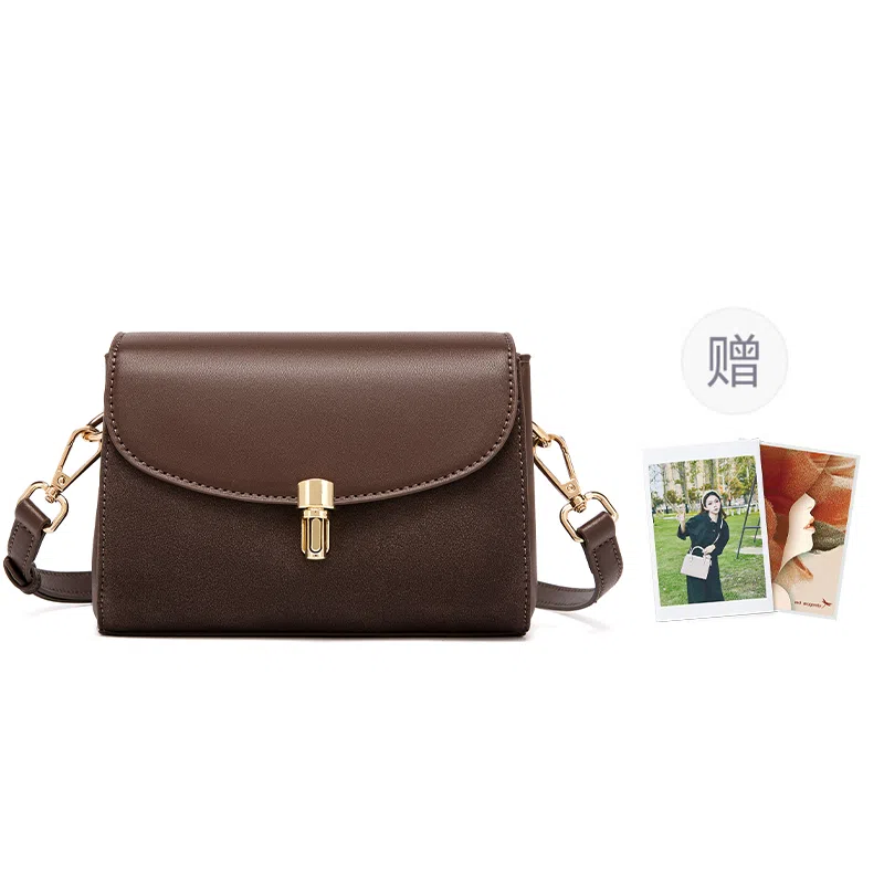 红蜻蜓 高级感气质百搭通勤 牛皮 单肩斜挎包 常规 女款 棕色/咖啡色