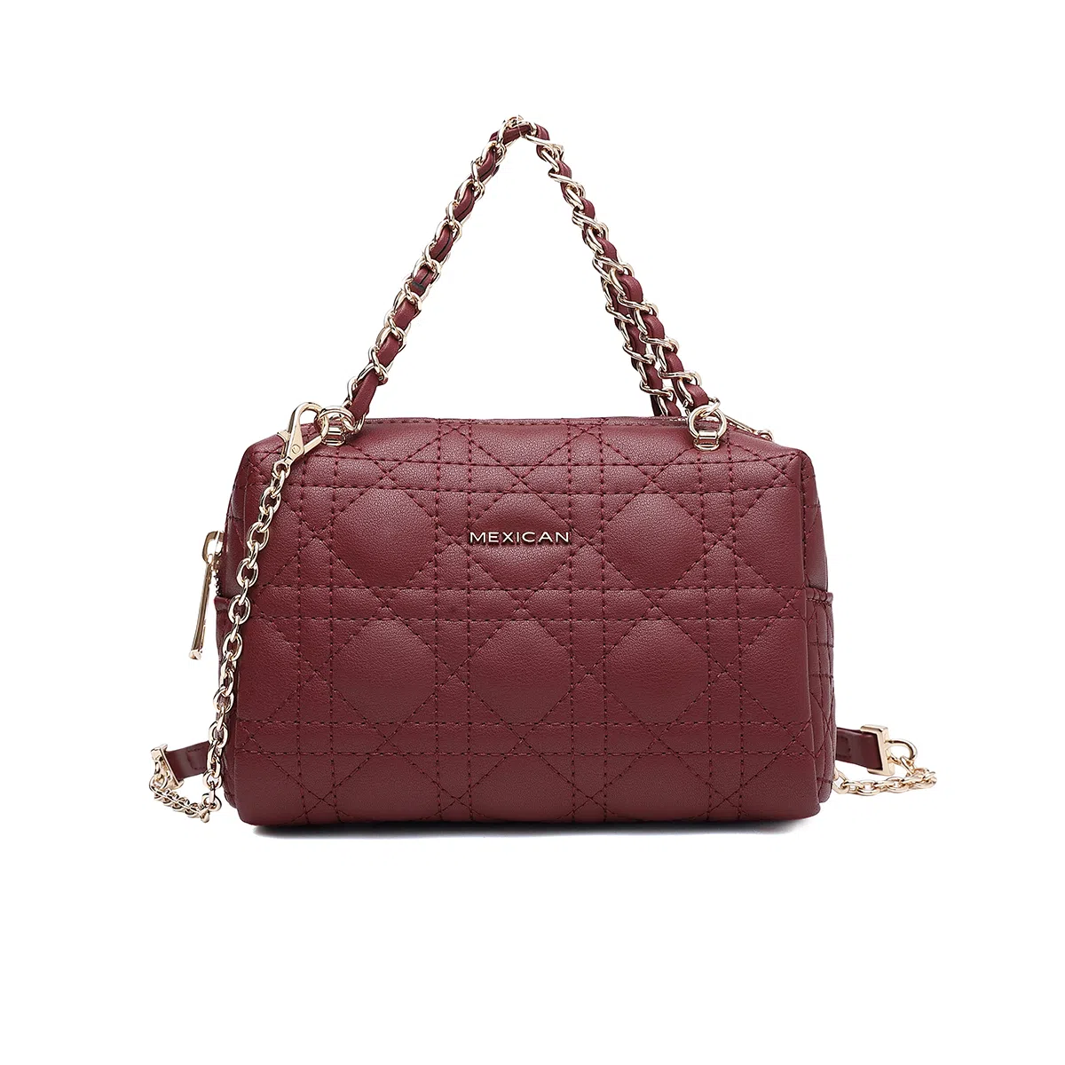 稻草人 小香风菱格经典不过时百搭实用通勤链条斜挎包 牛皮 手提包 常规 女款 米色/黑色/安可拉红