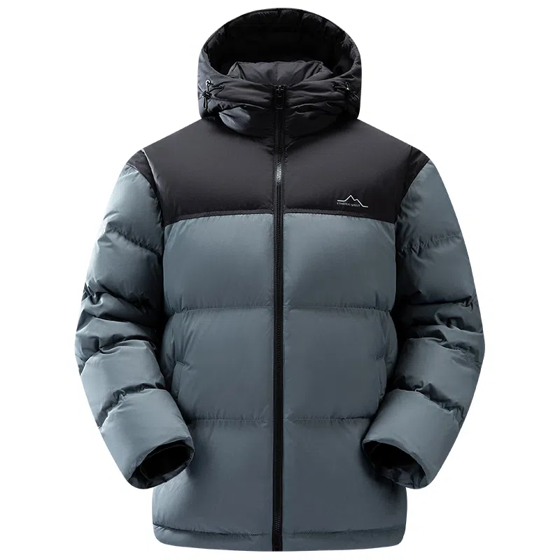 鸭鸭 户外系列 纯色百搭韩版潮流基础简约石墨烯保暖防寒连帽立领羽绒服 男款