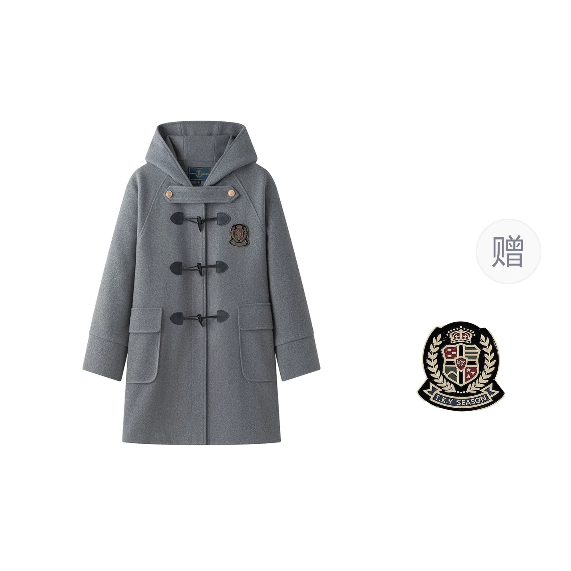 东鲸岁时记 时尚舒适保暖经典柔软高级感冬季夹棉学院风长袖女毛呢外套中长款可爱毕业季开学季大衣 女款