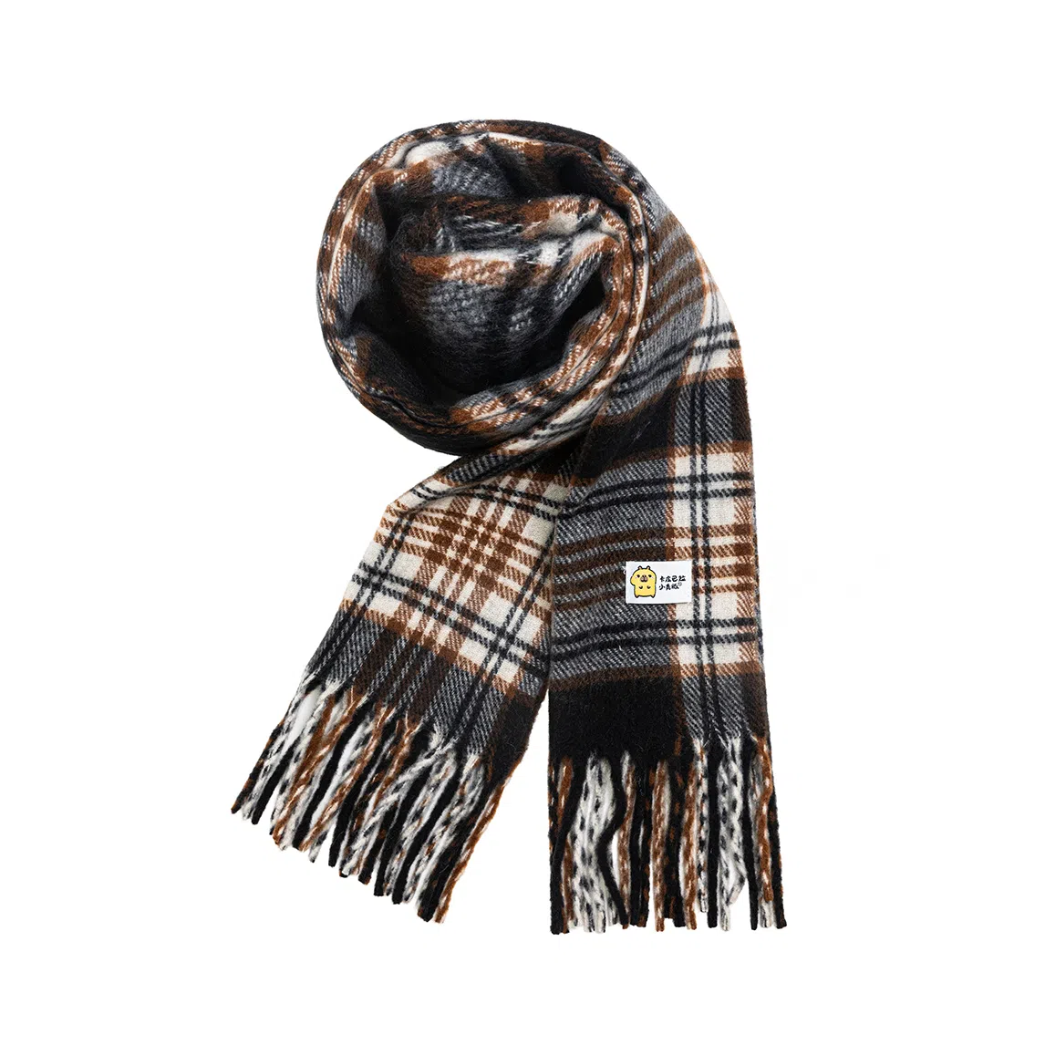卡皮巴拉小黄豚 韩版美拉德复古格子防风保暖加厚高级氛围感百搭经典设计 聚酯纤维 绒线围巾 男女同款情侣款