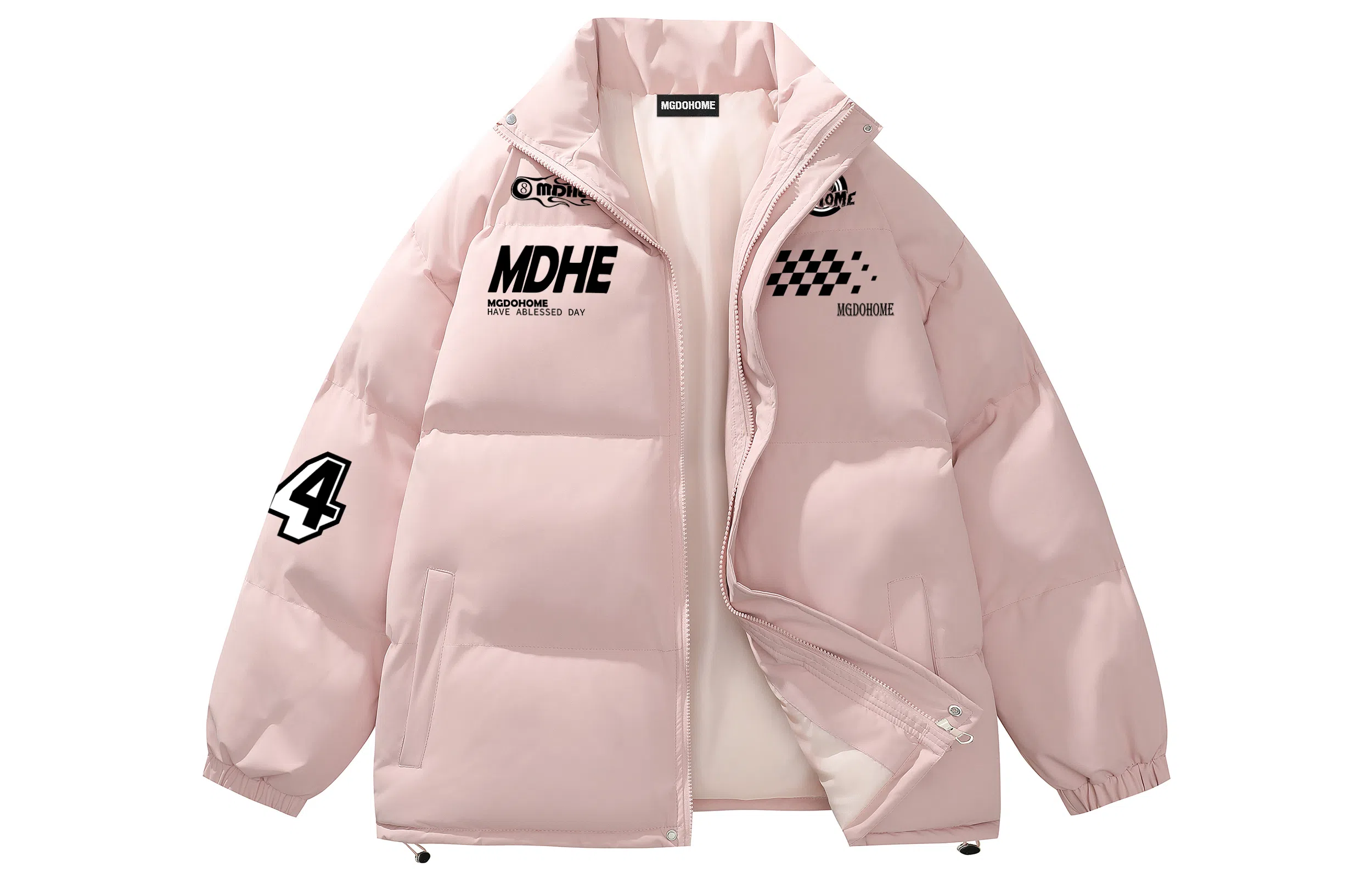 MGDOHOME Vintage Flame Zip-Up Cotton Jacket