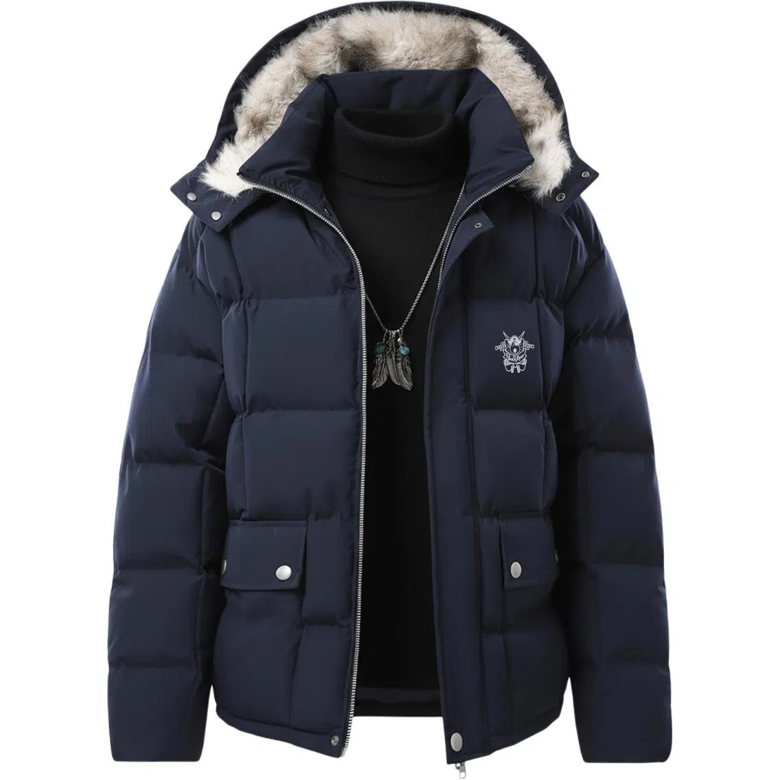 大卫贝肯 美式潮流时尚高街复古简约基础舒适宽松连帽加厚保暖棉服 男女同款