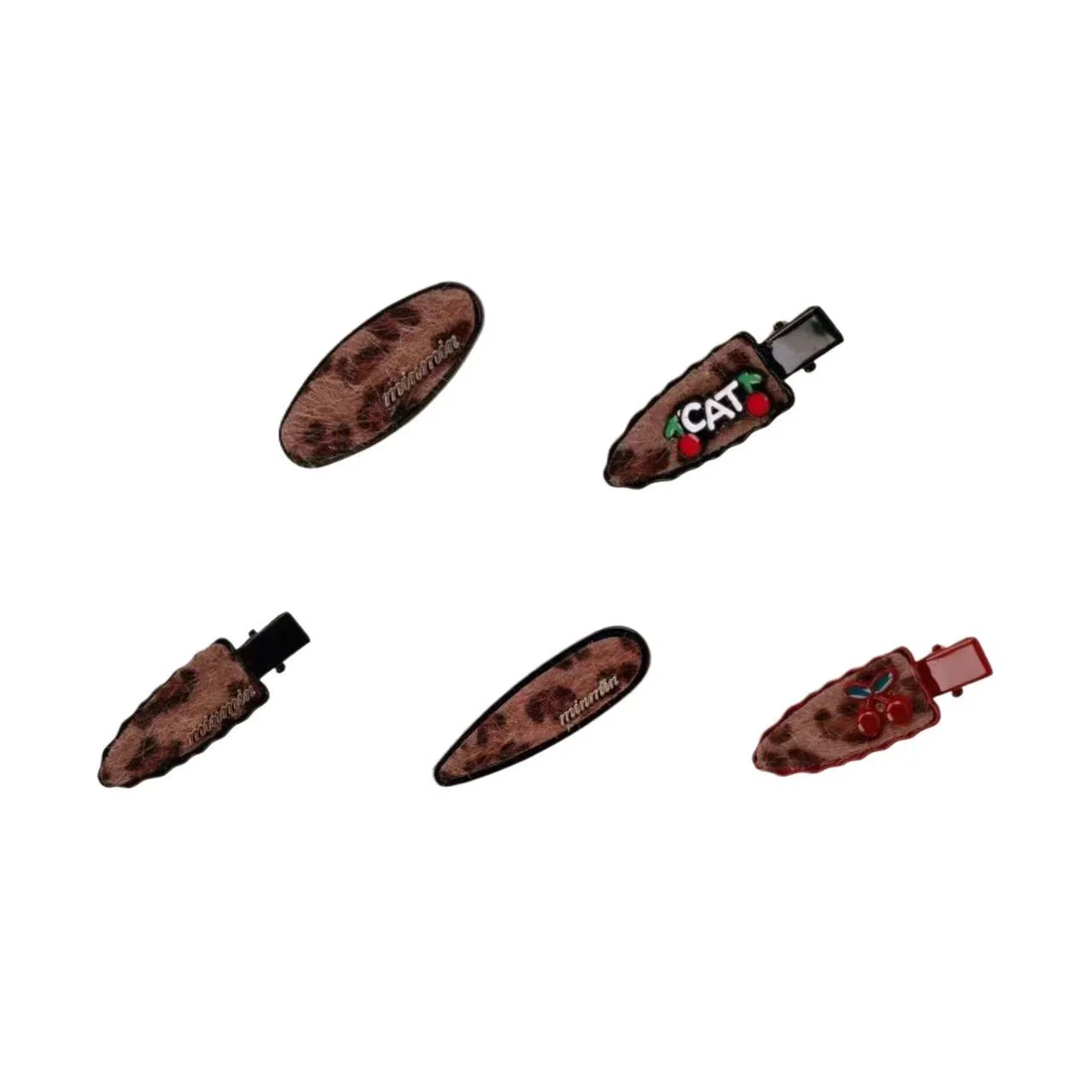 希铃 小众豹纹樱桃字母 布艺 发夹 女款