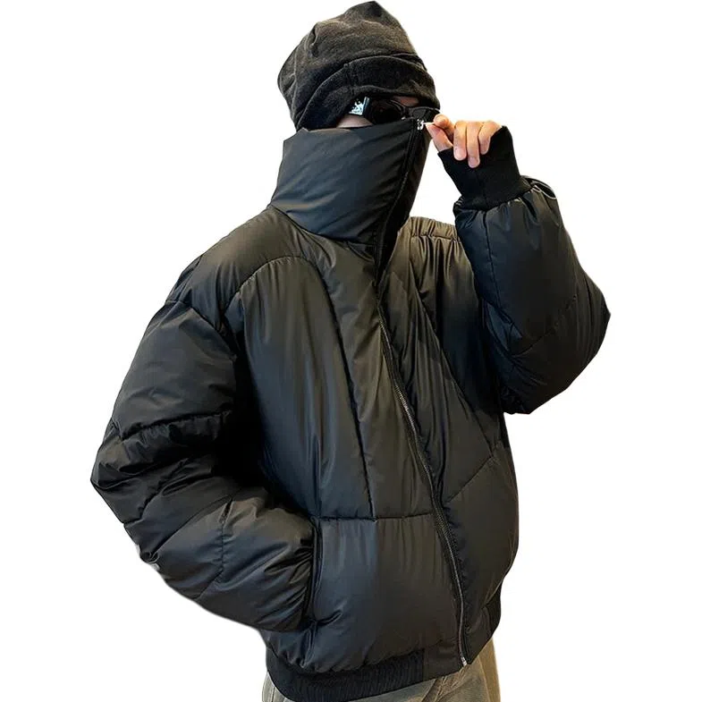 黑马漫画 解构小众高领棉衣男保暖短款美式休闲加厚棉服 男女同款