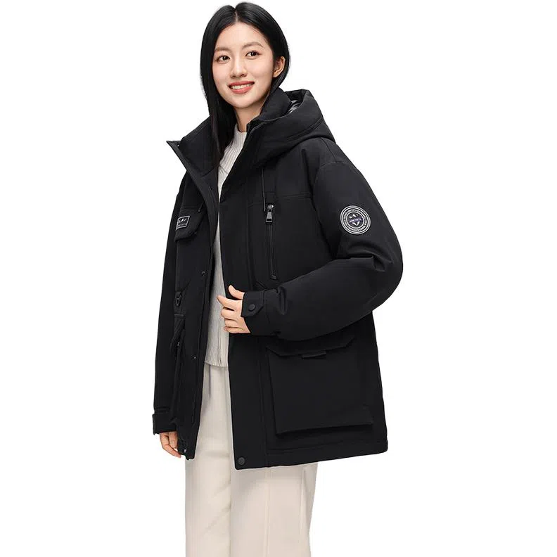 鸭鸭 山系户外系列 时尚潮流冬季工装保暖防寒休闲连帽羽绒服 男女同款