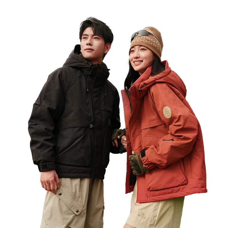 鸭鸭 纯色短款拉链长袖羽绒服 男女同款