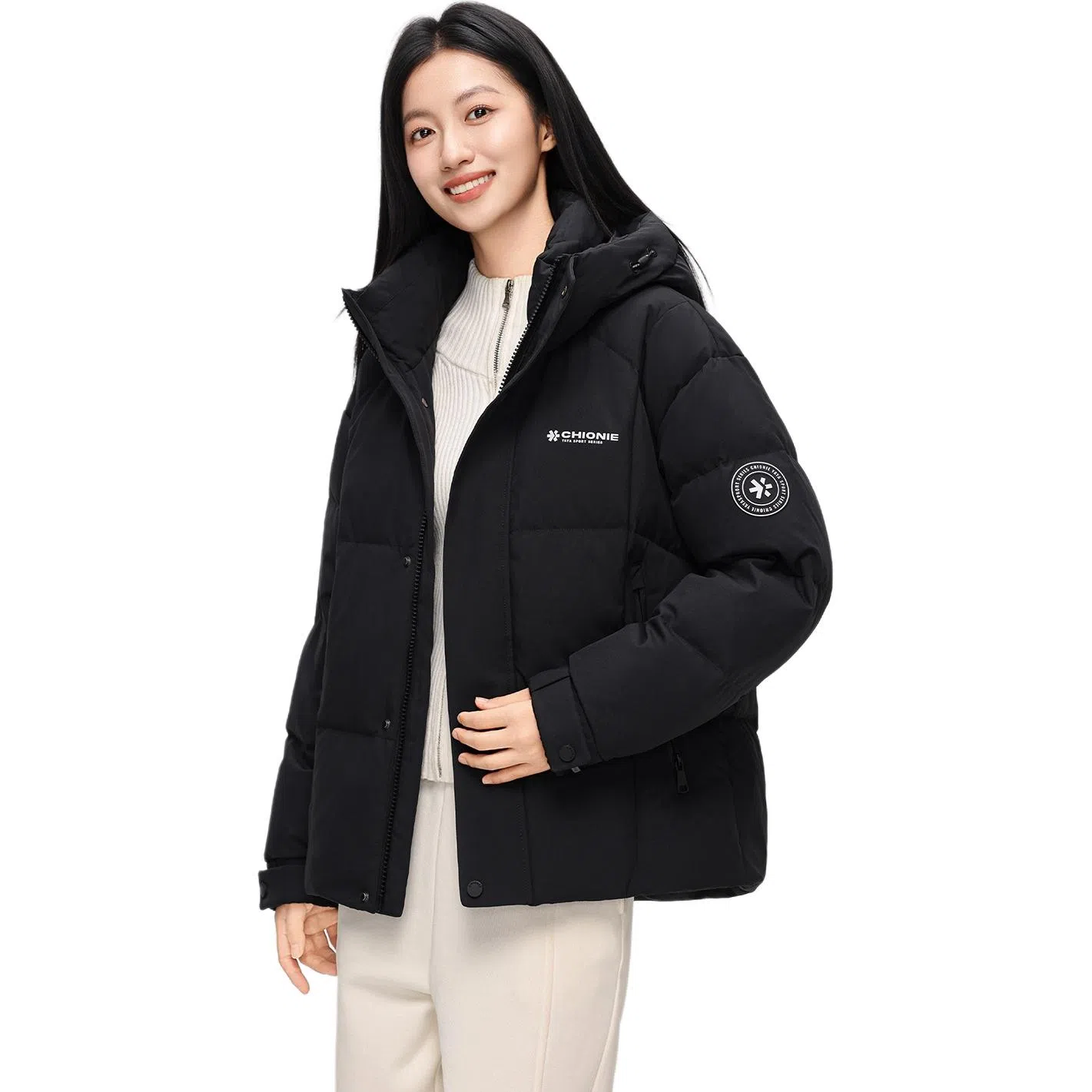 鸭鸭 时尚韩版冬季连帽保暖舒适高质量百搭潮流纯色简约羽绒服 男女同款