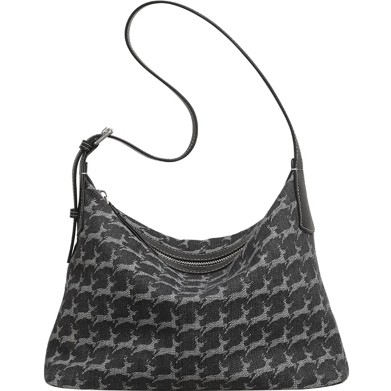 妙迪 通勤松弛小众 织物 单肩包 常规 女款 丹宁黑