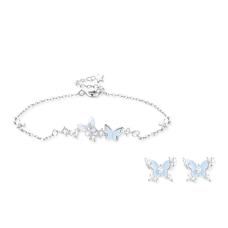 【纯银999|鸢尾蝶影】 凤祥囍事 老凤祥 夜光小蝴蝶翩翩腕链会发光的手饰 甜美极光蝴蝶礼赠爱人 轻奢高级感设计可调节#好运 足银 手链 女款