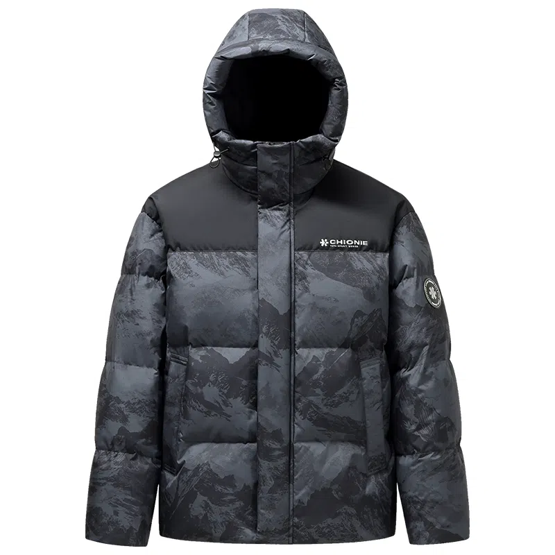 鸭鸭 户外系列 时尚韩版潮流短款连帽冬季外套防寒保暖休闲迷彩羽绒服 女款