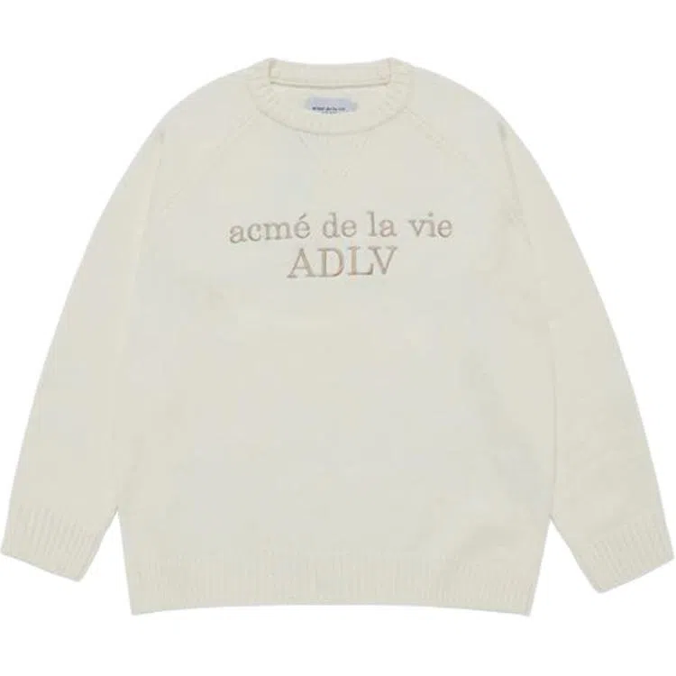 acme de la vie ADLV Basic Letter Jacquard Crewneck Sweater