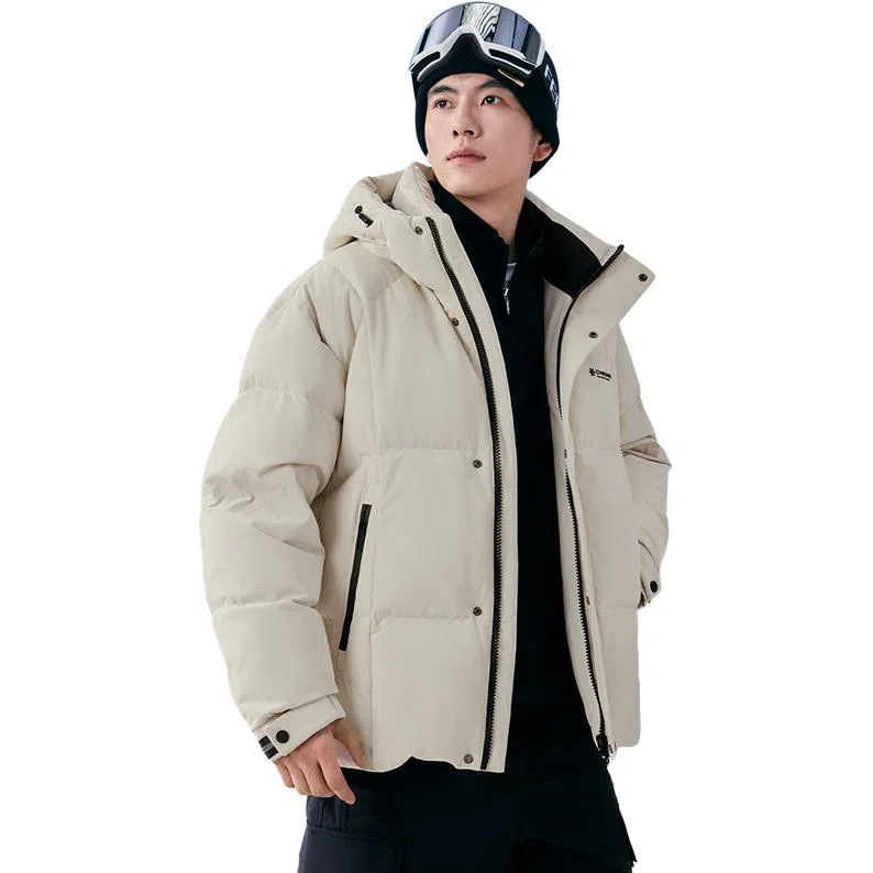 鸭鸭 时尚韩版冬季连帽保暖舒适高质量百搭潮流纯色简约羽绒服 男女同款