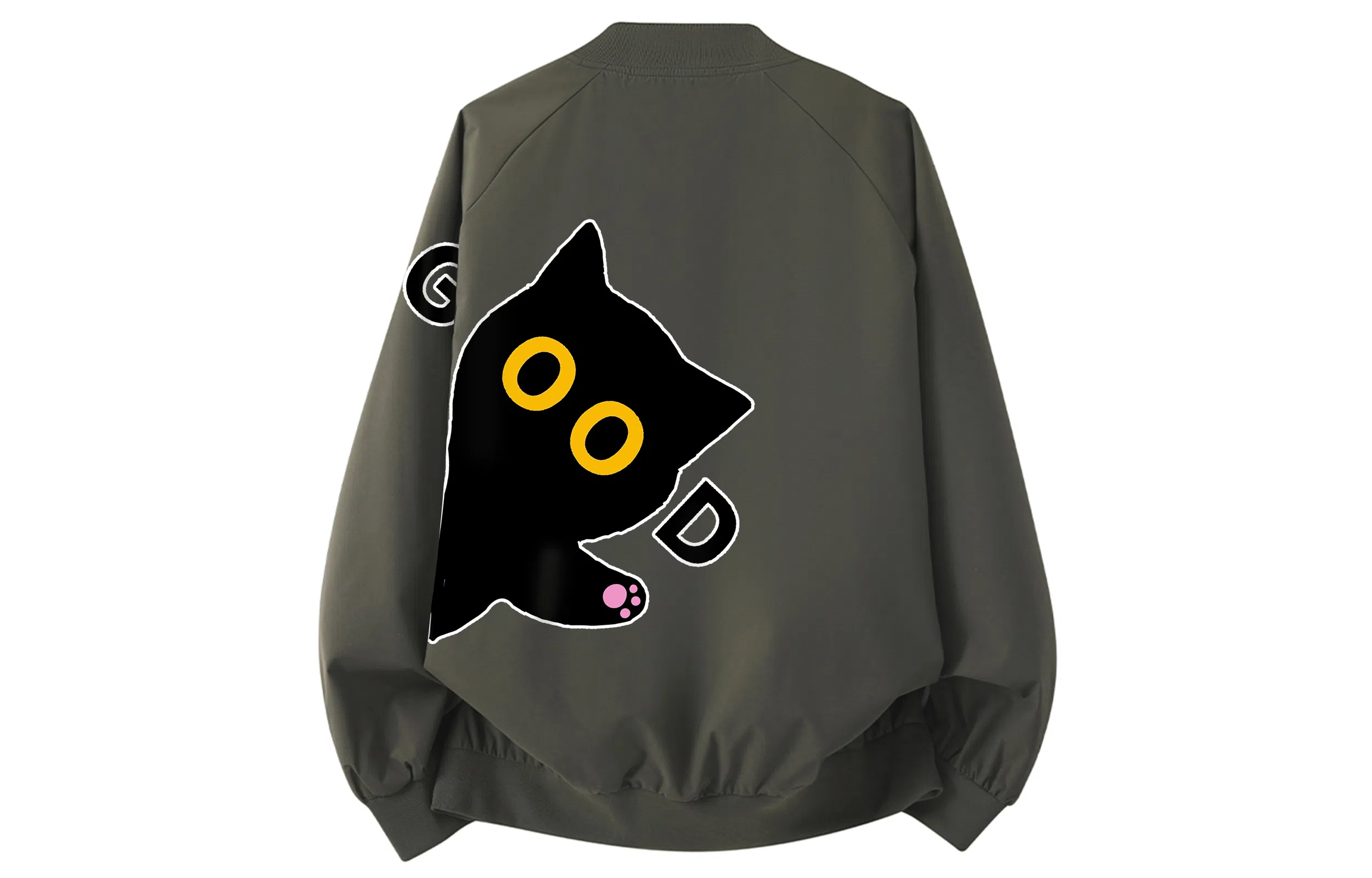 AYEA Cartoon Cat Zip-Up Flight Jacket
