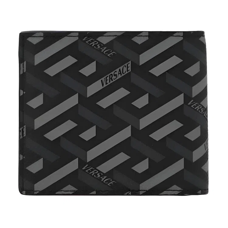 Versace Vintage Monogram Fold Wallet Black Gray