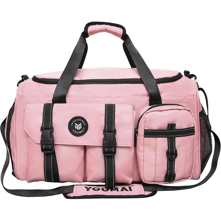 彤彤兔 拉链开合大容量休闲简约 尼龙 旅行包 男女同款情侣款 黑色/粉色/卡其色/黄绿色/黄色/军绿色