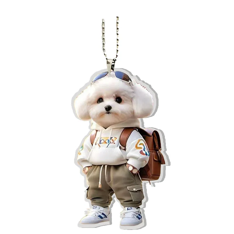 【帅酷夏日】 零界 创意背包小泰迪狗 时尚小书包可爱小狗装饰玩偶公仔 亚克力 挂件 男女同款情侣款